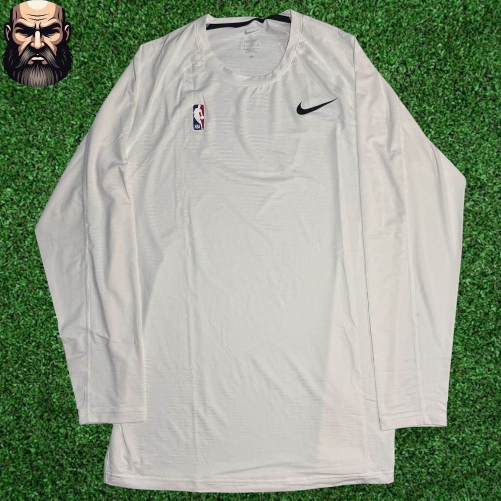 Nike NBA Pro Compression White Long Sleeve Shirt CI0464-100 Men's Size XL